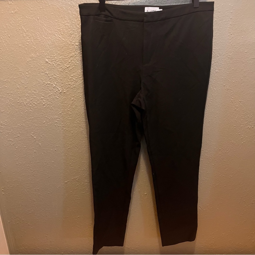 R Label Size L Solid Black Dress Pants